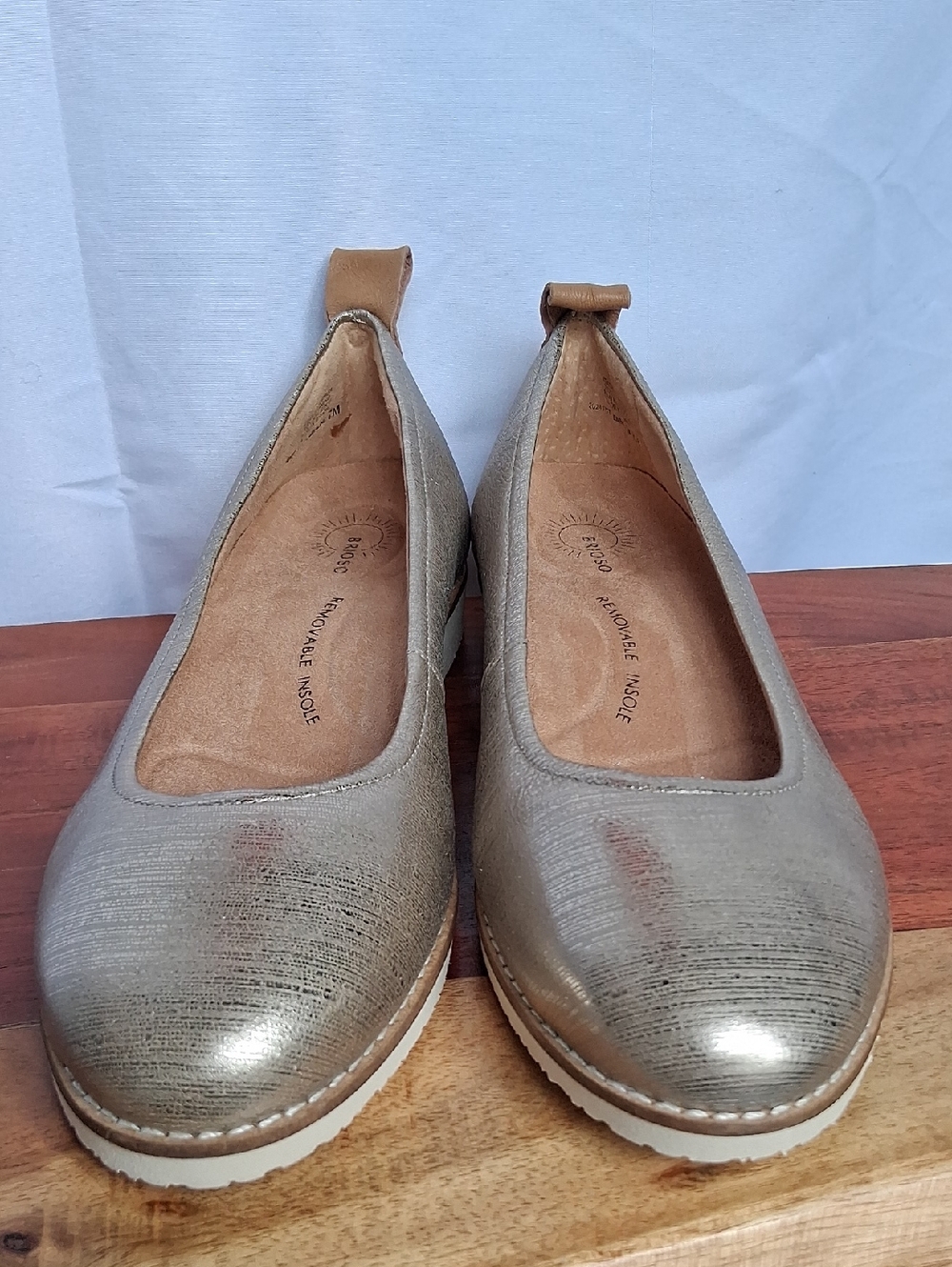 Brioso Metallic Gold Women's Ballet Flats with Cushioned Insole 7 - Picture 2 of 13